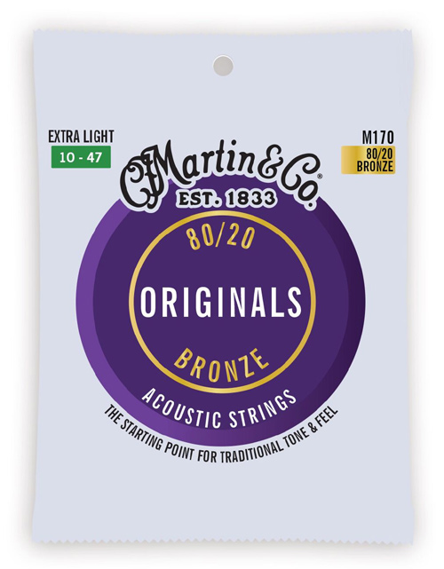 Martin m170 acoustic guitar strings. 010-. 047