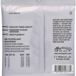 Martin ma540t authentic acoustic guitar string Martin ma170 authentic acoustic 80/20 bronze light strings