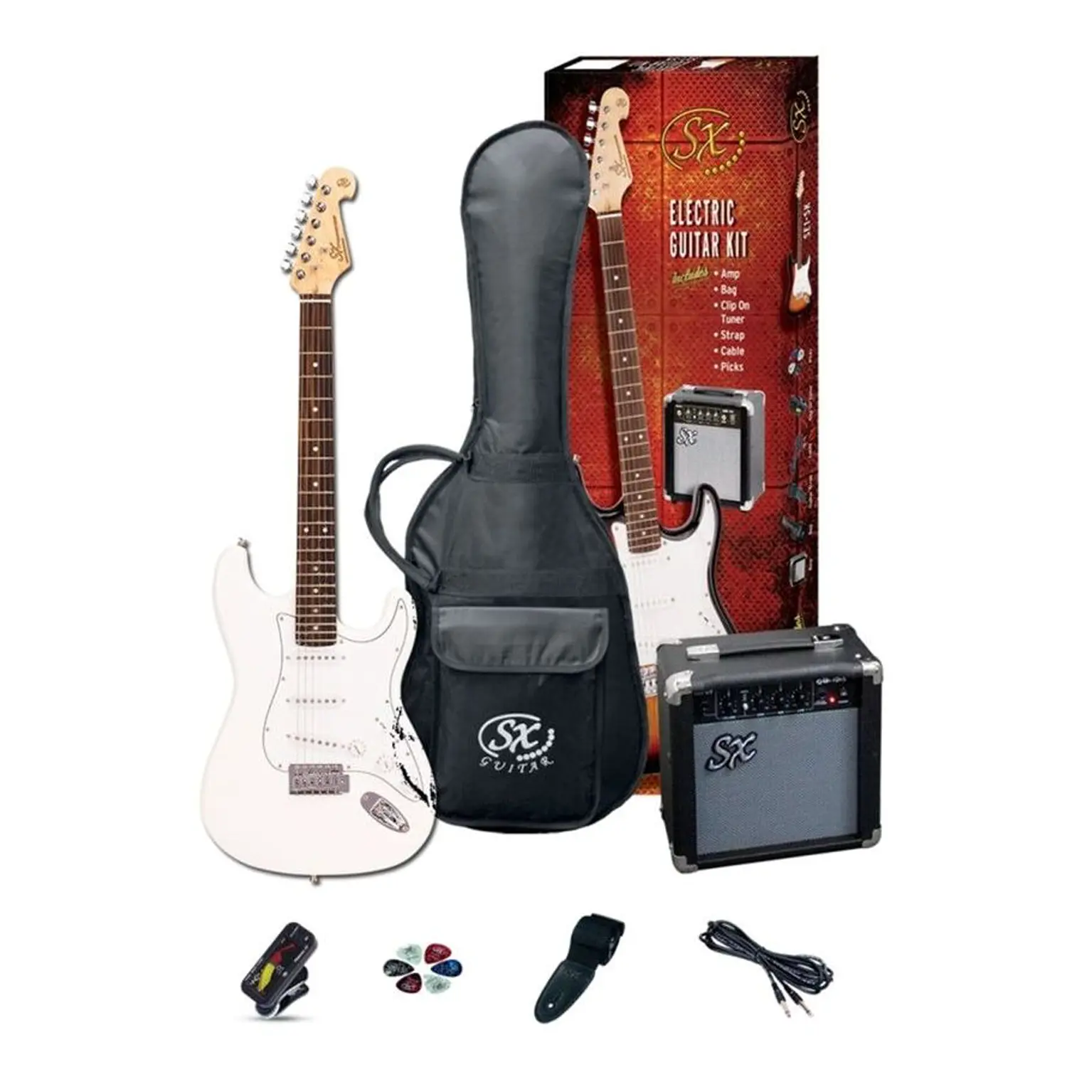 Sx strat electric guitar pack - black Sx strat electric guitar pack - white
