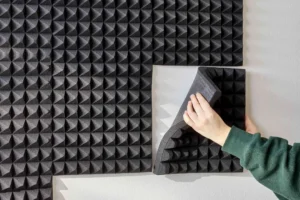 Affordable soundproofing acoustic foam on wall