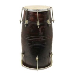 Dark Brown Filmi Dholak Sheeshum Wood With Brass Holders