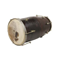Dark brown filmi dholak sheeshum wood with brass holders