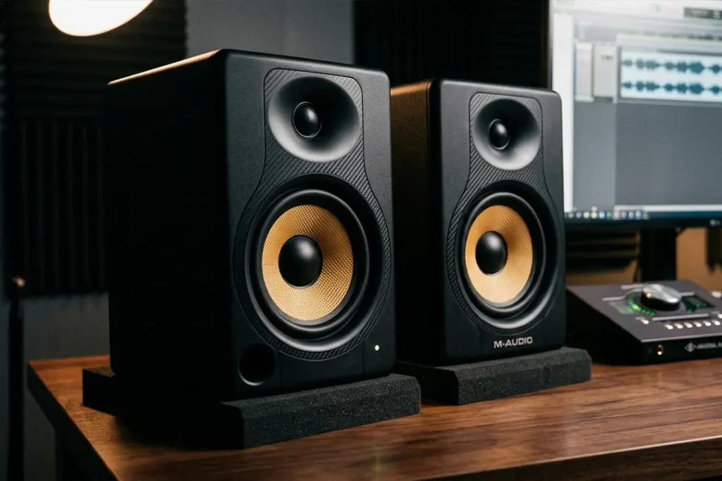 M-audio forty sixty studio monitors at ion audio visual