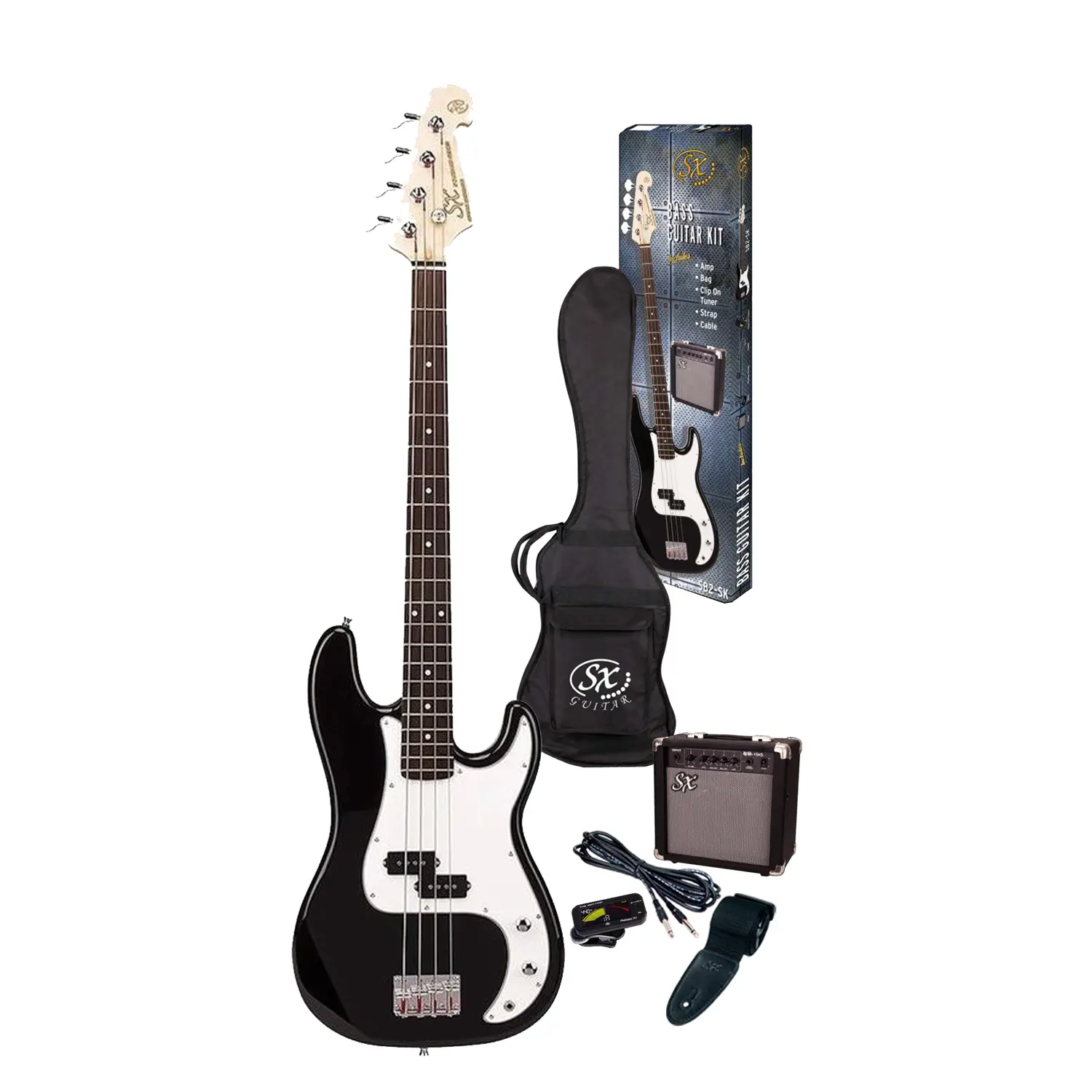 Sx sb2-sk bass guitar pack - sunburst Sx sb2-sk bass guitar pack - black